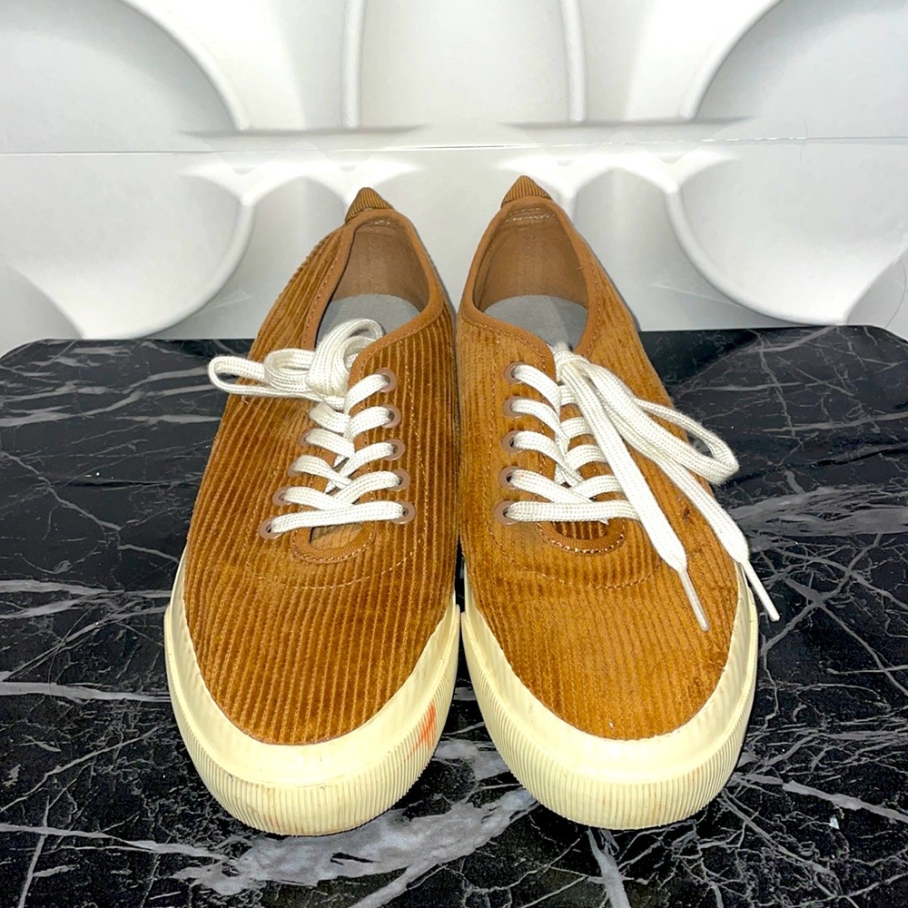 Everlane The Forever Sneaker Tan Suede Canvas Shoe size 6.5